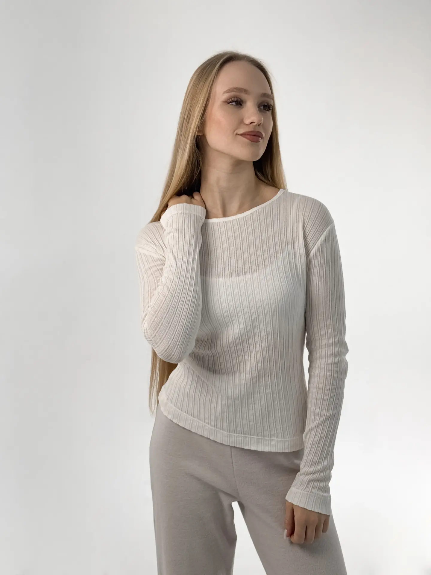 Rybana longsleeve biała „paski”