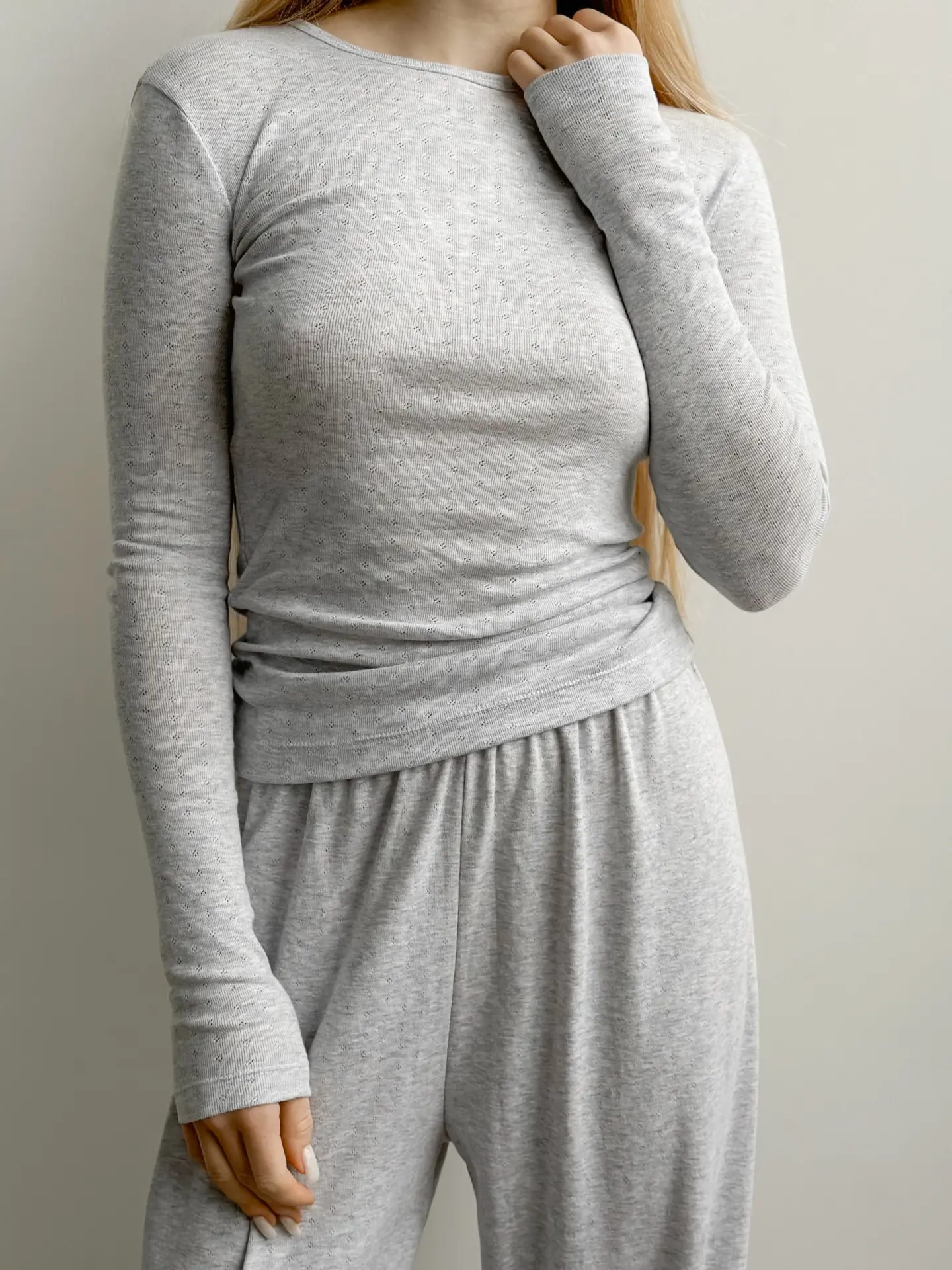 Rybana longsleeve melanż szary (bez guzika)